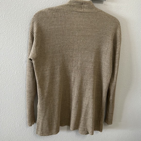 EILEEN FISHER ORGANIC LINEN DELAVE HIGH COLLAR CARDIGAN - Picture 8 of 9